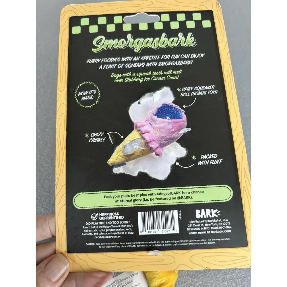 Bark New Dog Toys Slobbery Icecream Cone, Piper Parrot Set of 2 New Dog Toys